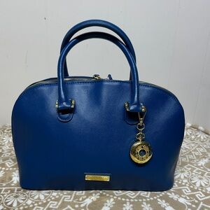 Joy & Iman Royal Blue leather Satchel - Crossbody with Gold Tone watch